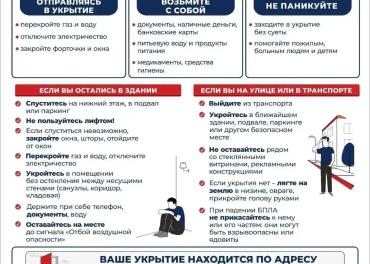 памятка, правила поведения при воздушной опасности!